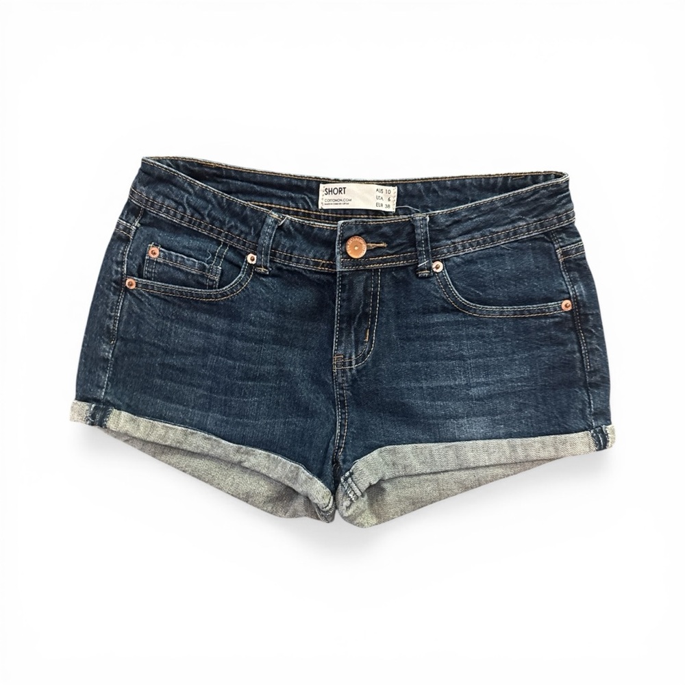 Cotton On Dark Blue Denim Roll-Cuff Shorts Women’s Size 6 Casual Summer Jeans
